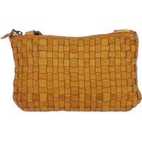 Ashwood Leather Women's 'Magnificenza' Vintage Woven Classic Leather Crossbody Bag in Yellow