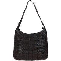 Ashwood Leather Women's 'Raffinatezza' Vintage Woven Leather Shoulder Bag in Dark Brown