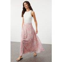 WOVCOR Women's A-Line Flared Lined Chiffon Maxi Skirt in Light Pink | Size: 12
