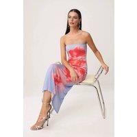 WOVCOR Women's Floral Print Tulle Lined Strapless Bodycon Maxi Dress | Size: Small