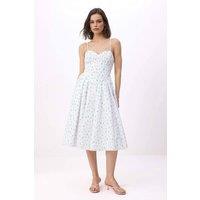 WOVCOR Women's Floral Print Sweetheart Neckline Midi Corset Detail Dress | Size: 6