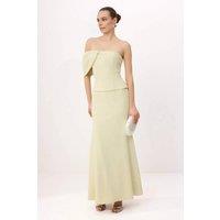 WOVCOR Women's Strapless Woven Finike Maxi Evening Dress in Lemon | Size: 8