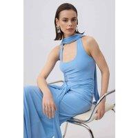 WOVCOR Women's Fular Neck Tie Detail Maxi Dress in Blue | Size: 8