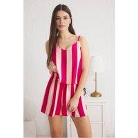 WOVCOR Women's Striped Cami Strap Viscose Shorts Pyjama in Pink | Size: 12