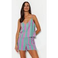 WOVCOR Women's Striped Cami Strap Viscose Shorts Pyjama | Size: 8