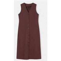 WOVCOR Women's Belted Linen Blend V Neck Midi Shirt Dress in Brown | Size: 6
