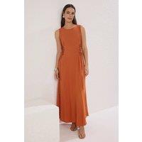 WOVCOR Women's A-Line Eyelet Detail Sleeveless Maxi Dress in Terracotta | Size: 6