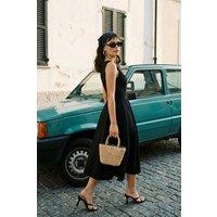 WOVCOR Women's High Neck Sleeveless Pleated Midi Dress in Black | Size: 14