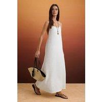 WOVCOR Women's V Neck Back Detail Maxi Dress in Ecru | Size: 8