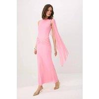 WOVCOR Women's Pelerin Detailed Tulle Lined Maxi Evening Dress in Pink | Size: 6