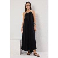 WOVCOR Women's Halter Neck Wide Fit Maxi Dress in Black | Size: 8