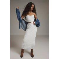 WOVCOR Women's Lace Bodycon Strappy Midi Dress in White | Size: Small