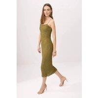 WOVCOR Women's Lace Bodycon Strappy Midi Dress in Khaki | Size: Medium