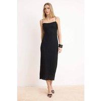 WOVCOR Women's Lace Bodycon Strappy Midi Dress in Black | Size: Large