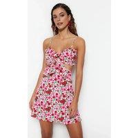 WOVCOR Women's Cut Out Ruffle Detail Mini Dress | Size: 8