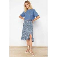 WOVCOR Women's High Waist Split Hem Midi Skirt | Size: Medium