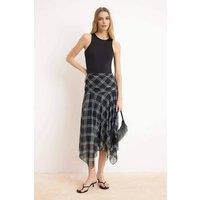 WOVCOR Women's Asymmetric Hem Midi Skater Skirt | Size: XS