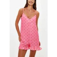 WOVCOR Women's Ruffle Hem Strappy Playsuit in Pink | Size: Medium