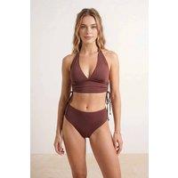 WOVCOR Women's Halter Neck Ruched Bikini Set in Brown | Size: 6
