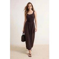 WOVCOR Women's Ribbed Bodice Sleeveless Midi Dress in Brown | Size: Medium