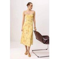 WOVCOR Women's Ruched Waist Midi Dress with Thin Straps | Size: Small