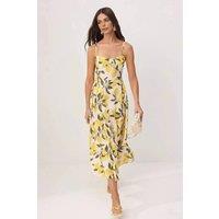 WOVCOR Women's Lemon Print Strappy Midi Woven Dress | Size: 8