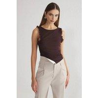 WOVCOR Women's Animal Print Ruched Mesh Bodysuit in Brown | Size: 8