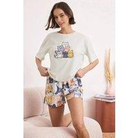 WOVCOR Women's Cat Print Cotton Soft Knit Pyjama Short Set | Size: Large