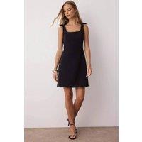 WOVCOR Women's Bow Strap A-Line Mini Woven Dress in Black | Size: 6