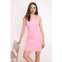 WOVCOR Women's Bow Strap A-Line Mini Woven Dress in Light Pink | Size: 8