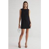WOVCOR Women's Embellished Sleeveless Shift Mini Dress in Black | Size: 10