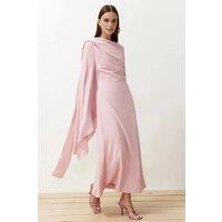 WOVCOR Women's Draped Asymmetric Maxi Occasion Dress in Pale Pink | Size: 12