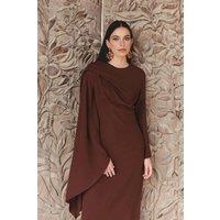 WOVCOR Women's Draped Asymmetric Maxi Occasion Dress in Burgundy | Size: 16