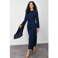 WOVCOR Women's Draped Asymmetric Maxi Occasion Dress in Navy | Size: 12