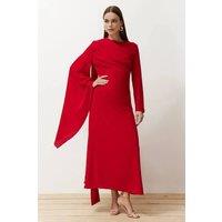 WOVCOR Women's Draped Asymmetric Maxi Occasion Dress in Red | Size: 8