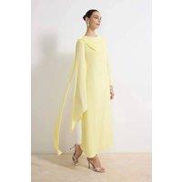 WOVCOR Women's Draped Asymmetric Maxi Occasion Dress in Yellow | Size: 6