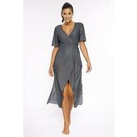 KDMD Women's Italian Beach Tunic with Side Slits & Tie in Grey | Size: Small