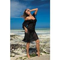KDMD Women's Italian Tulle Beach Cover Up Tunic in Black | Size: Medium