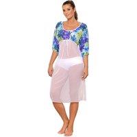 KDMD Women's Stretchy Italian Carvico Beach Tunic in White | Size: 38