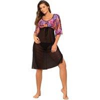 KDMD Women's Beach Tunic Elastic Italian Fabric with Slits in Black | Size: 36