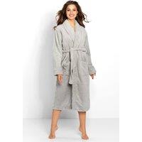 KDMD Women's Long Shawl Collar Knit Bathrobe with Pockets in Grey | Size: Small