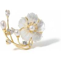 Angel Barocco Women's Mother Shell Floral Pearl Brooch