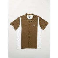 Chet Rock Austin Men's Brown Bowling Shirt Contrast Panel Short Sleeve | Size: Small