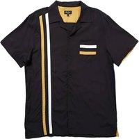 Chet Rock Men's Crossley Bowling Shirt Black Yellow Stripe Detail | Size: Small
