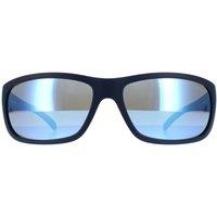 Arnette Men's Rectangle Matte Blue Dark Grey Mirror Water Blue Sunglasses