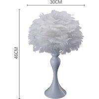 Light Luxury Table Lamp with Pure Feather Shade in White