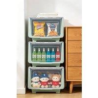 ExtraStar Stackable PP Flip Top Storage Box with Lid & Wheels in Light Green