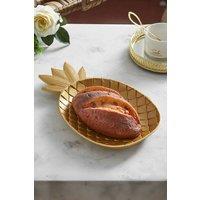 Living and Home Pineapple Shape Serving Dish Tray Fruit Snack Storage Plate in Gold