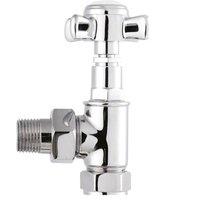 Balterley Victorian Cross Head Angled Radiator Valves in Silver