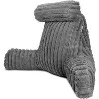 Aamira Reading Pillow Grey Faux Fur Ribbed Memory Foam Support Cushion